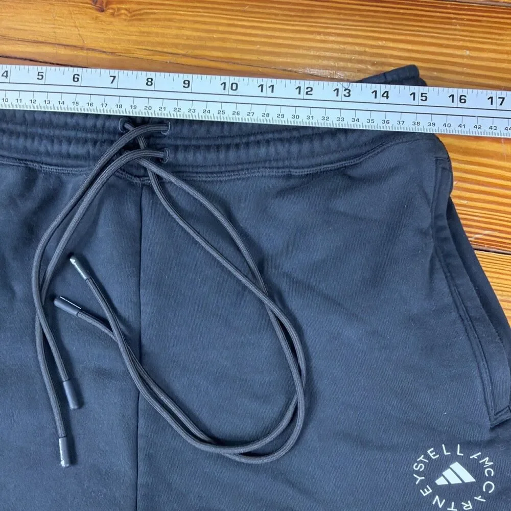 Adidas x Stella McCartney Size Large Black Sweat Shorts Fleece Flared Drawstring